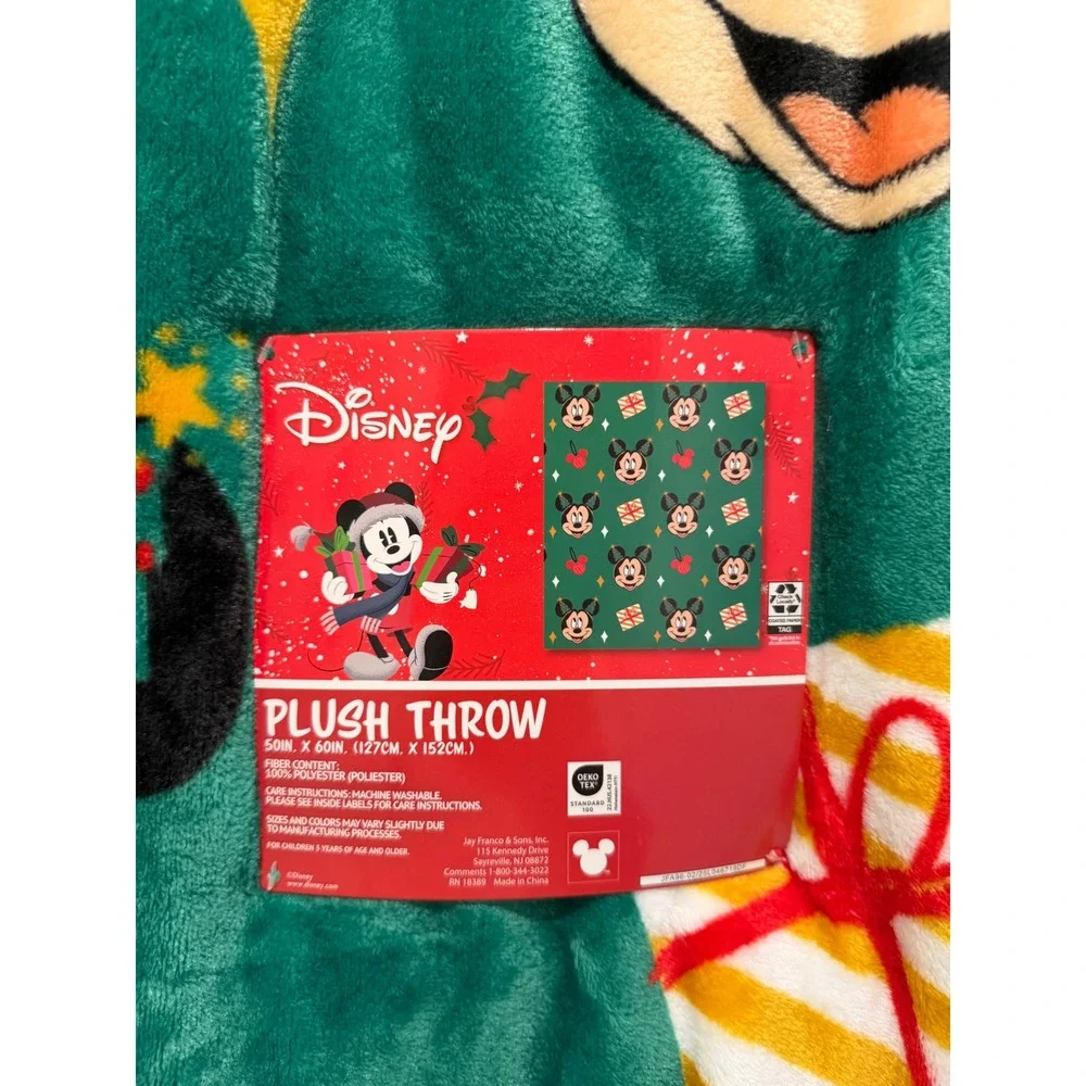 Disney Mickey Mouse Christmas Plush Throw Blanket Green Holiday 50x60 New